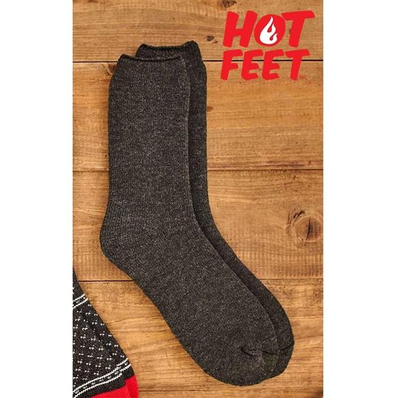 Hot Feet Men's 2-Pair Thermal Socks Size 7-12.5 Snowflakes Deer Gray/Gray Marled - Picture 3 of 3